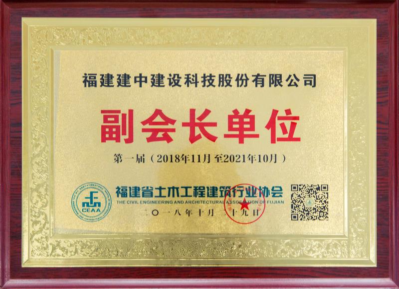 2018年 福建省土木工程建筑行业协会副会长单位